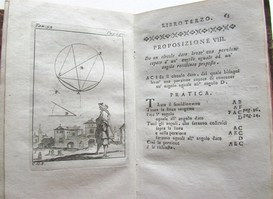 1781 GEOMETRY antique ILLUSTRATED Pratica di Geometria in carta e in campo - 12