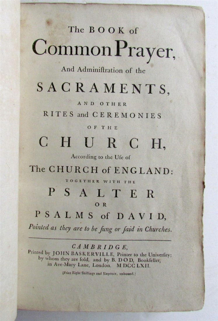 1762 Book of Common Prayer PRINTED by John Baskerville antique in ENGLISH - 3