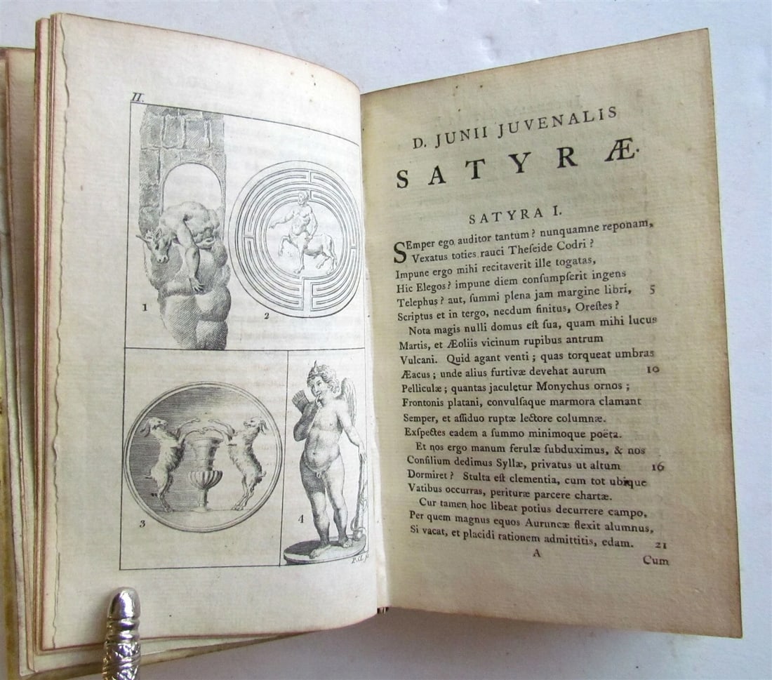 1763 ROMAN POETRY SATYRAE Juvenal & Persius Flaccus VELLUM antique ILLUSTRATED - 3