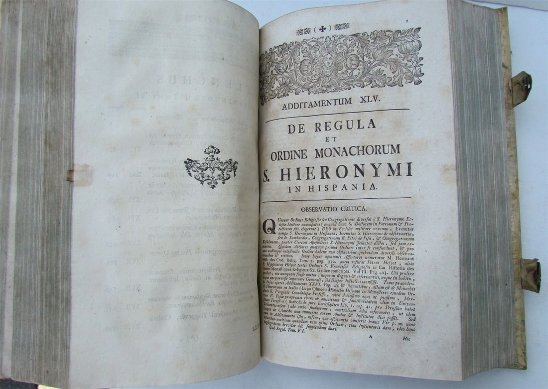 1759 PIGSKIN BOUND ANTIQUE FOLIO MONASTIC LIFE Codex Regularum by L. Holstenii - 7