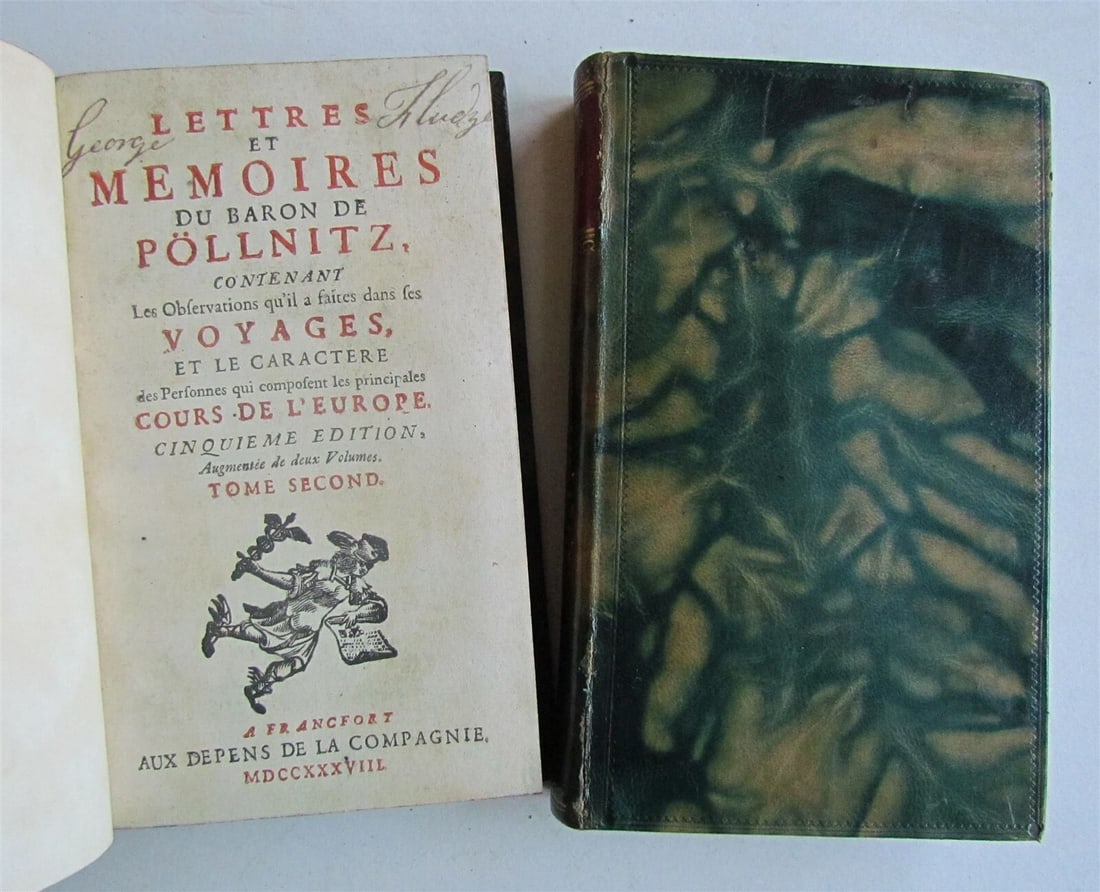 1738 2 volumes LETTRES et MEMOIRES du Baron de Pollnitz VOYAGES TRAVELS ANTIQUE - 3