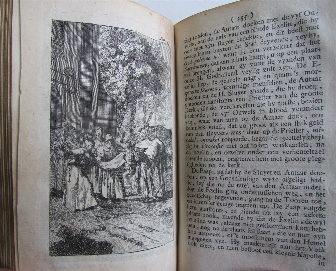 1727 3 VOLUMES FRAUDS of ROMISH MONKS & PRIESTS ANTIQUE VELLUM illustrated - 3