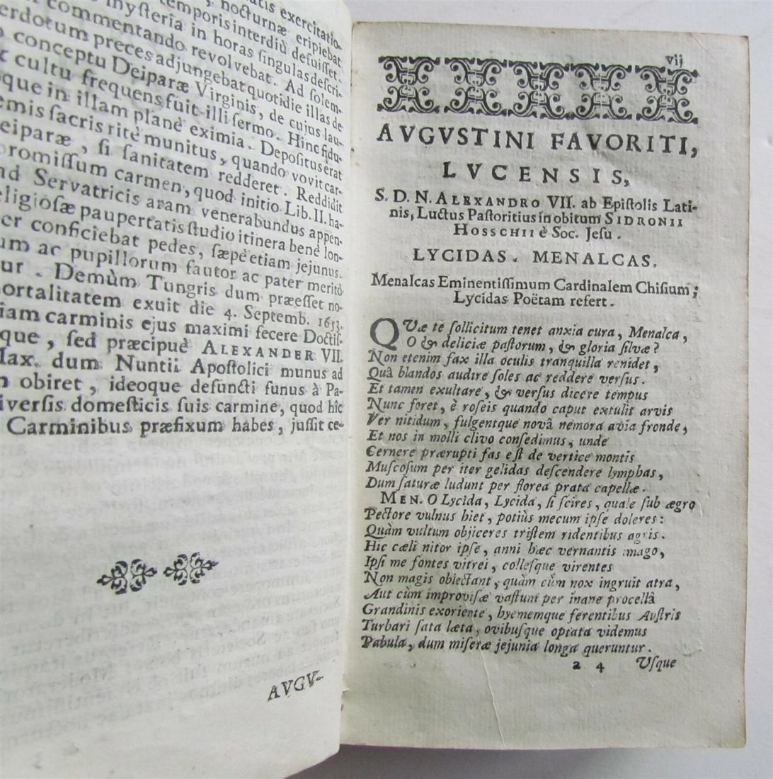 1696 POETRY by Hosschius & Wallius ANTIQUE VELLUM BOUND 17th CENTURY - 6