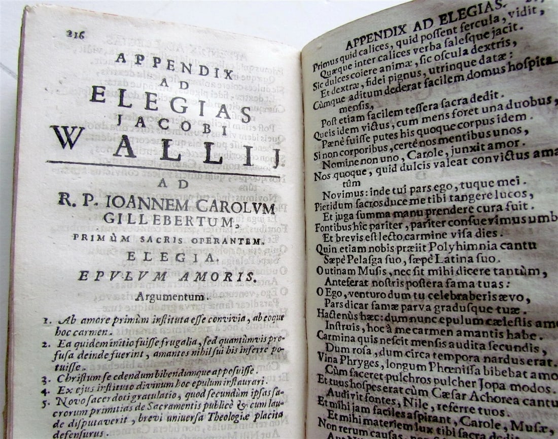 1696 POETRY by Hosschius & Wallius ANTIQUE VELLUM BOUND 17th CENTURY - 8