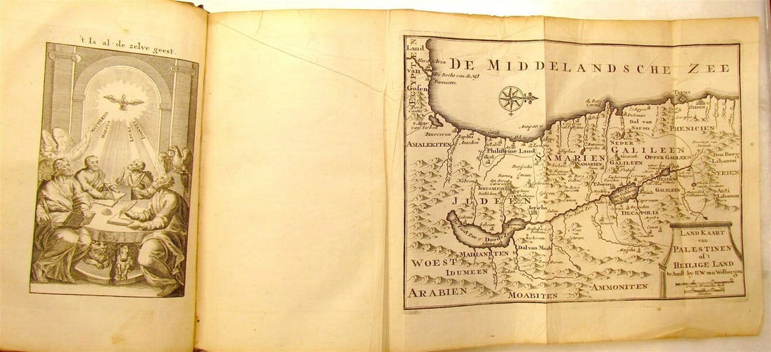 1741 ILLUSTRATED JESUS WONDERS HISTORY by A. CALMET ANTIQUE in DUTCH w/ MAP - 4