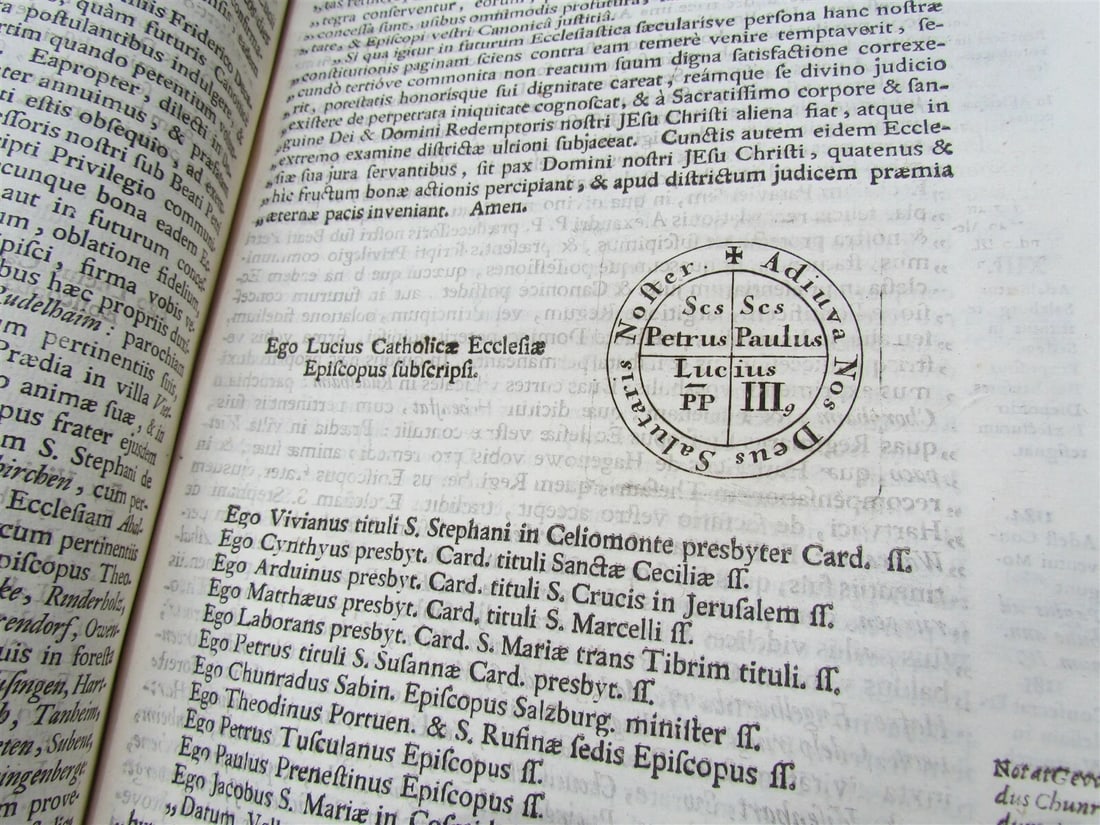 1727 GERMANIA SACRA by M. Hansiz BLINDSTAMPED PIGSKIN antique FOLIO w/ MAP - 12