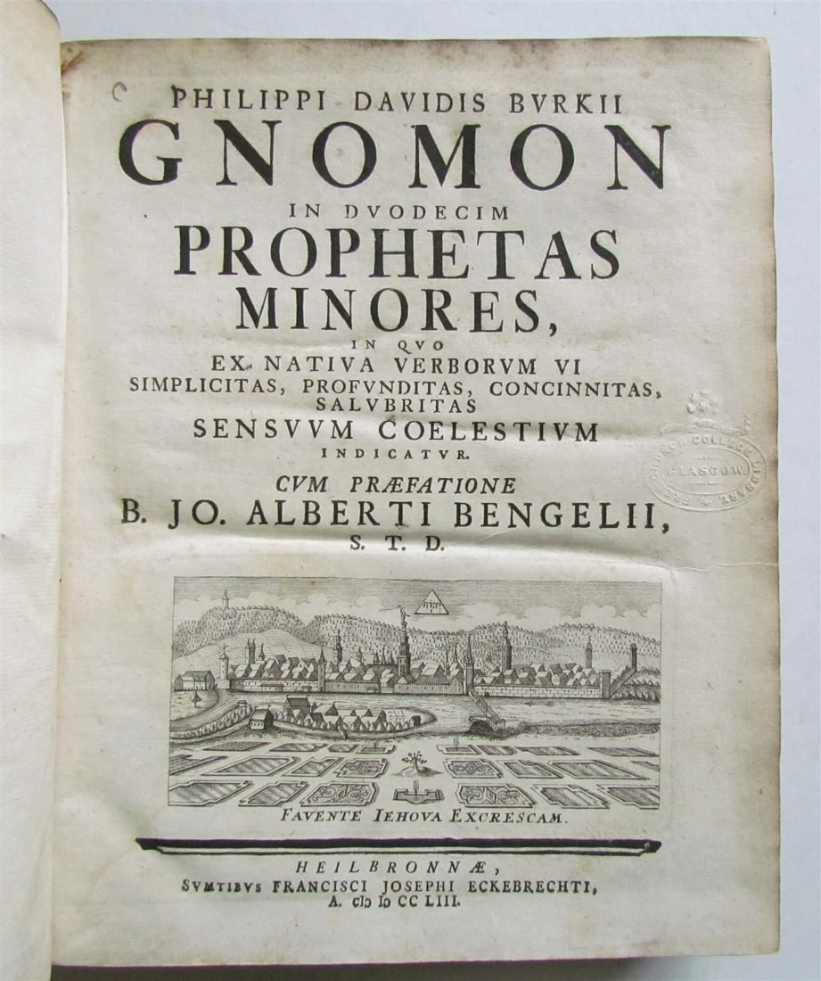 1753 Gnomon in duodecim Prophetas Minores VELLUM antique LATIN & HEBREW - 5