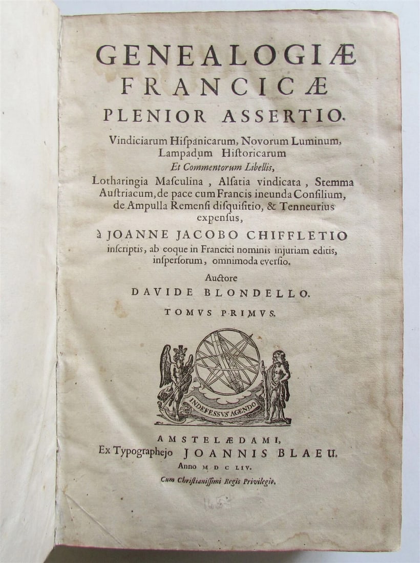 1654 HISTORY FRANCE D. BLONDEL Genealogiae Francicae VELLUM antique FOLIO MAPS - 3