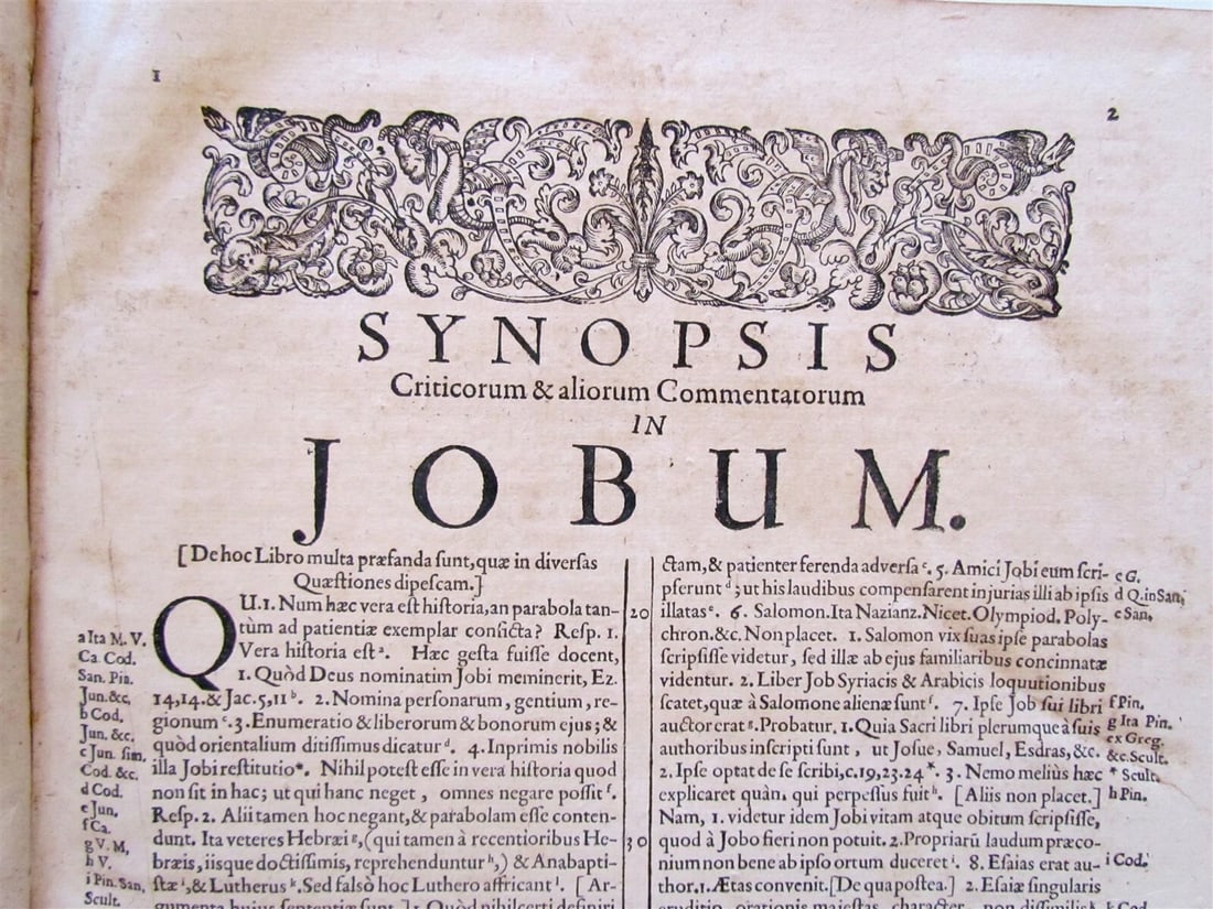 1668 PIGSKIN BOUND antique FOLIO BIBLE COMMENTARY by MATTHEW POLO Vol. 2 - 6