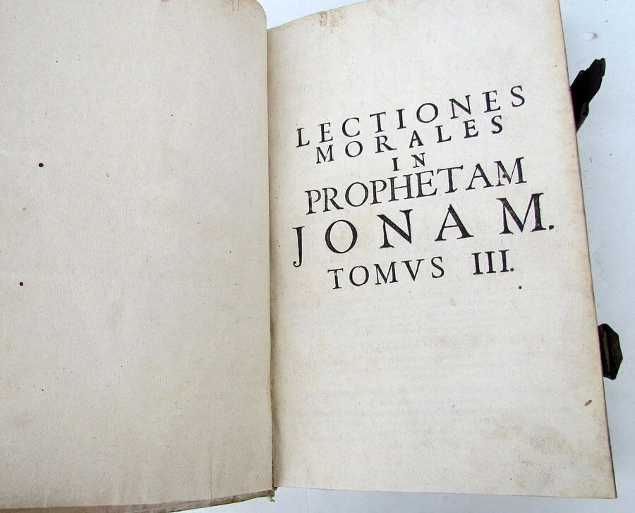 1681 ANTIQUE PIGSKIN BOUND FOLIO Lectiones Morales in Prophetam Jonam - 7