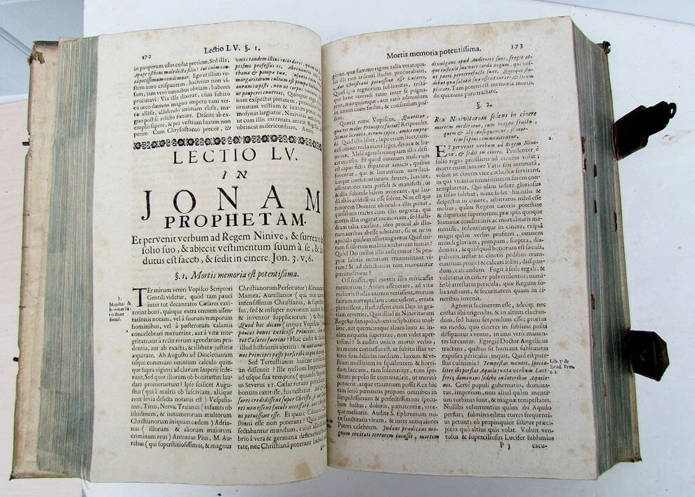 1681 ANTIQUE PIGSKIN BOUND FOLIO Lectiones Morales in Prophetam Jonam - 8