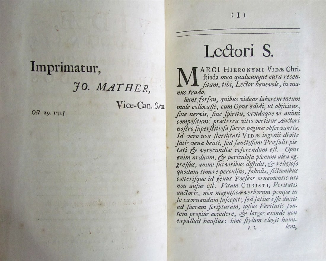 1725 POETRY CHRISTIADOS by MARCI HIERONYMI VIDAE antique - 4