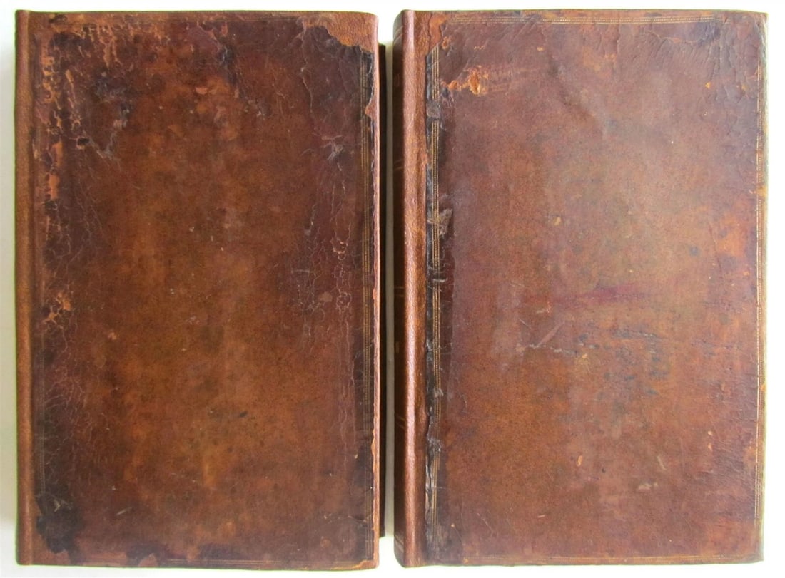1766 2 VOLUMES POEMS by C. CHURCHILL antique leather bound books - 2