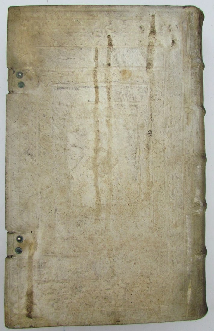 1693 BLIND-STAMPED PIGSKIN OVER WOODEN BOARDS FOLIO ANNALES ECCLESIASTICI - 4