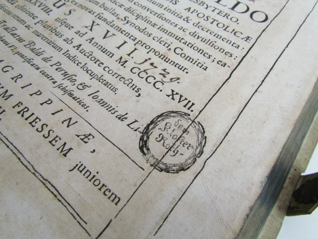 1693 BLIND-STAMPED PIGSKIN OVER WOODEN BOARDS FOLIO ANNALES ECCLESIASTICI - 8