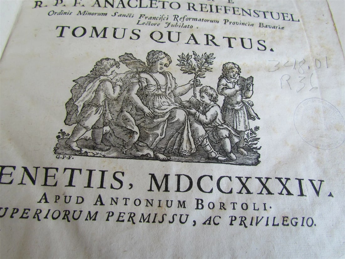 1734 ANTIQUE ANACLETO REIFFENSTUEL VELLUM BOUND FOLIO 9.5 x 13.5" 18th CENTURY - 5