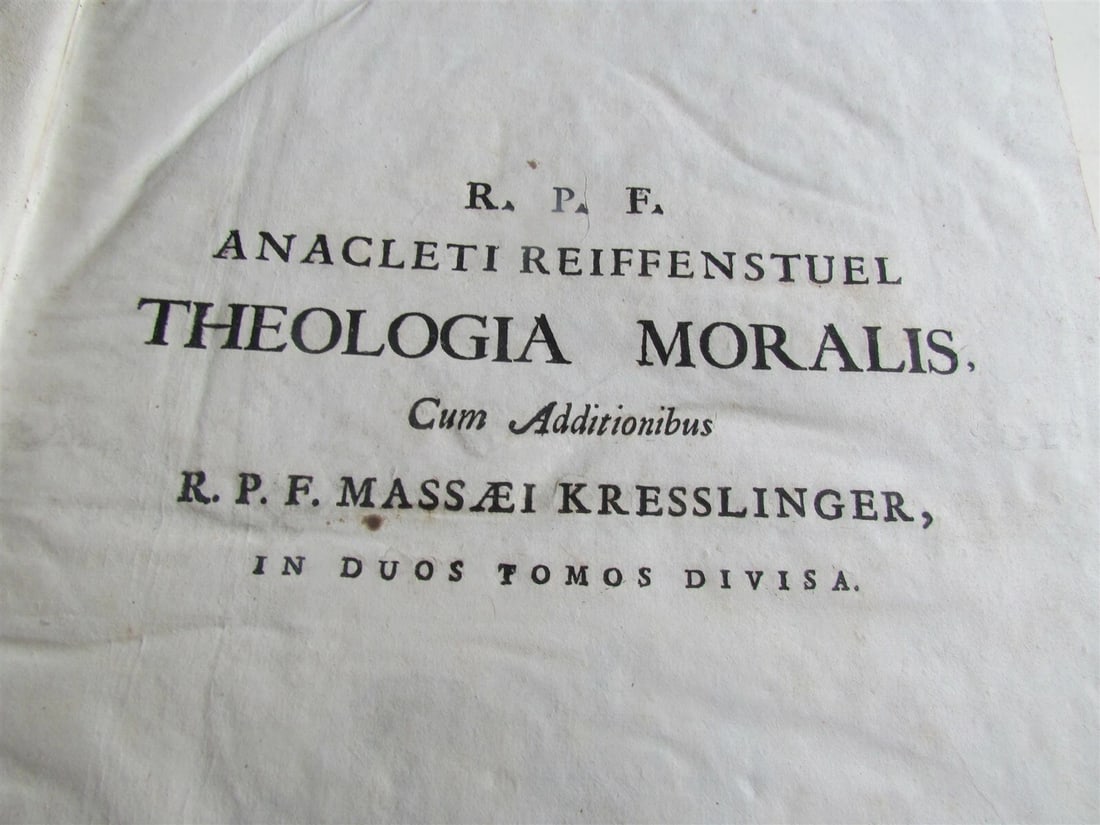 1747 R.P.F ANACLETI REIFFENSTUEL THEOLOGIA MORALIS VELLUM BOUND ANTIQUE FOLIO - 3