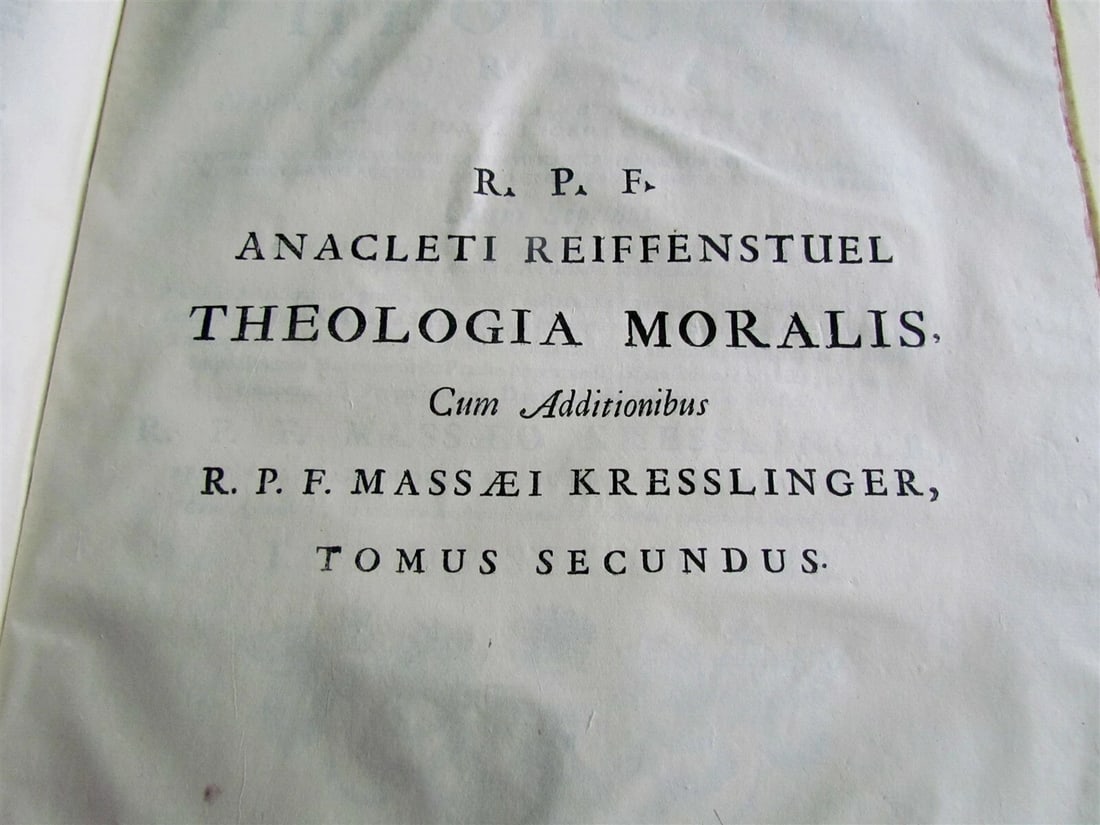 1747 R.P.F ANACLETI REIFFENSTUEL THEOLOGIA MORALIS VELLUM BOUND ANTIQUE FOLIO - 4