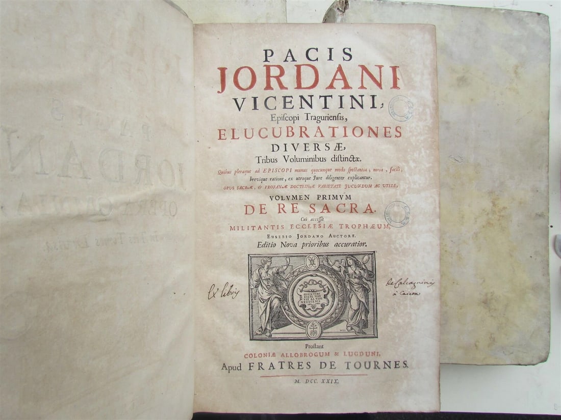 1729 VELLUM BINDING 3 FOLIO VOLUMES Elucubrationum Diversarum Vicentini ANTIQUE - 3