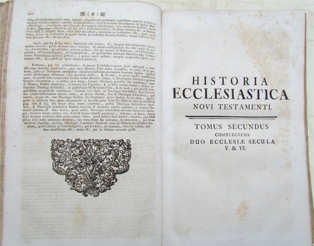 1750s VELLUM BINDING FOLIO HISTORIA ECCLESIASTICA antique by Graveson Ignatius - 5