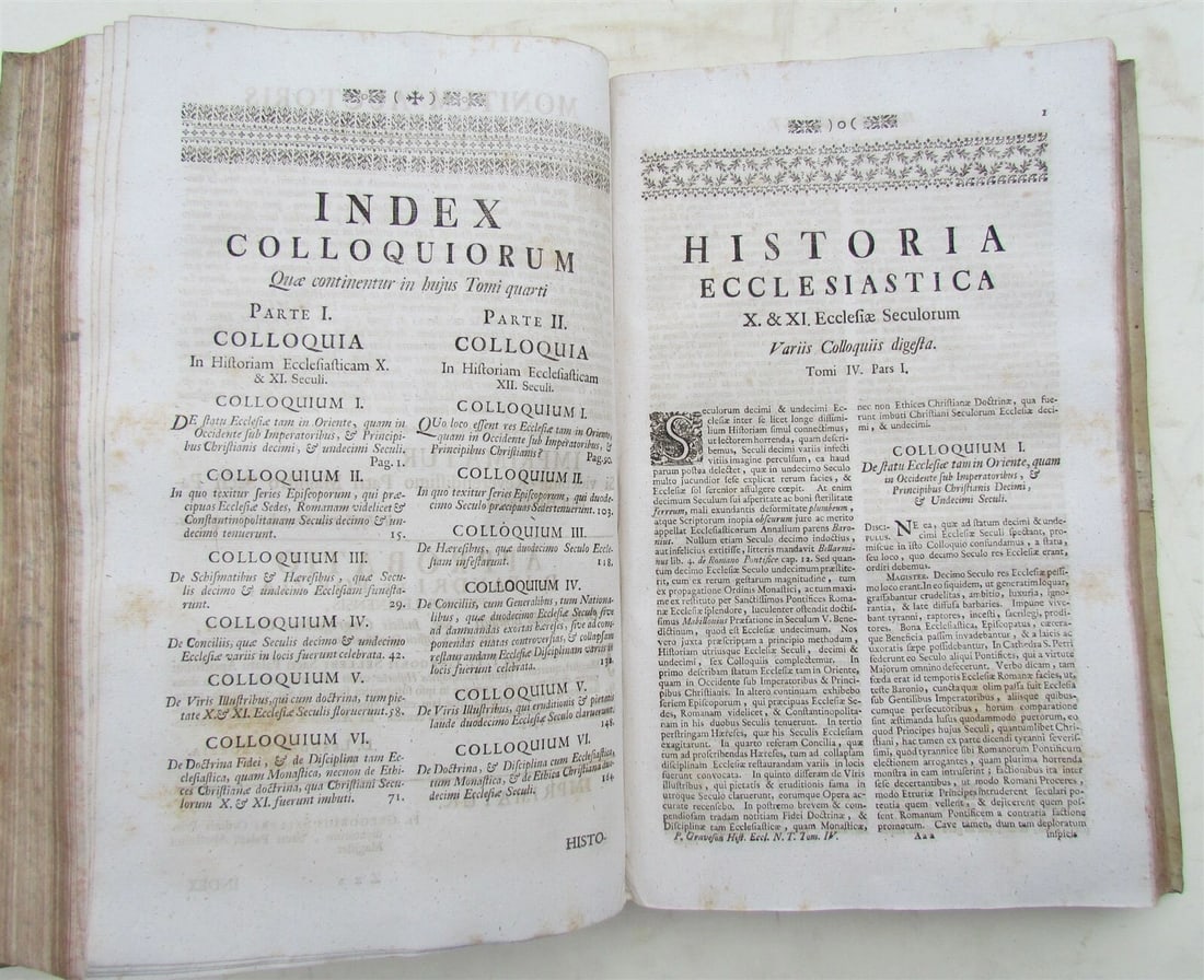 1750s VELLUM BINDING FOLIO HISTORIA ECCLESIASTICA antique by Graveson Ignatius - 7