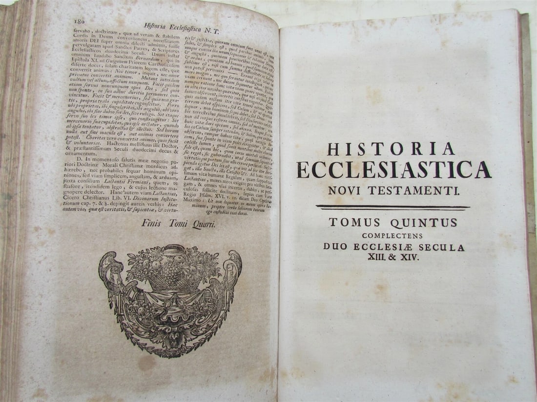 1750s VELLUM BINDING FOLIO HISTORIA ECCLESIASTICA antique by Graveson Ignatius - 8