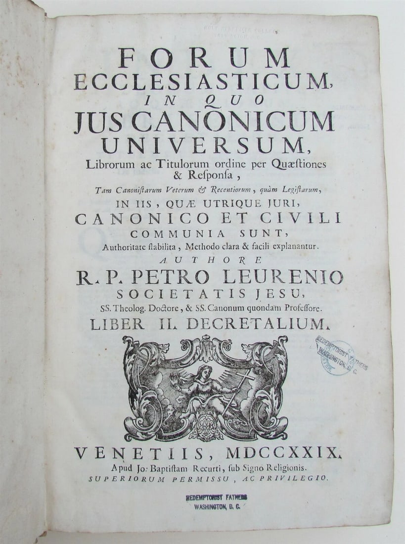 1729 ANTIQUE VELLUM BOUND FOLIO FORUM ECCLESIASTICUM by PETRO LEURENIO v. 2 - 4