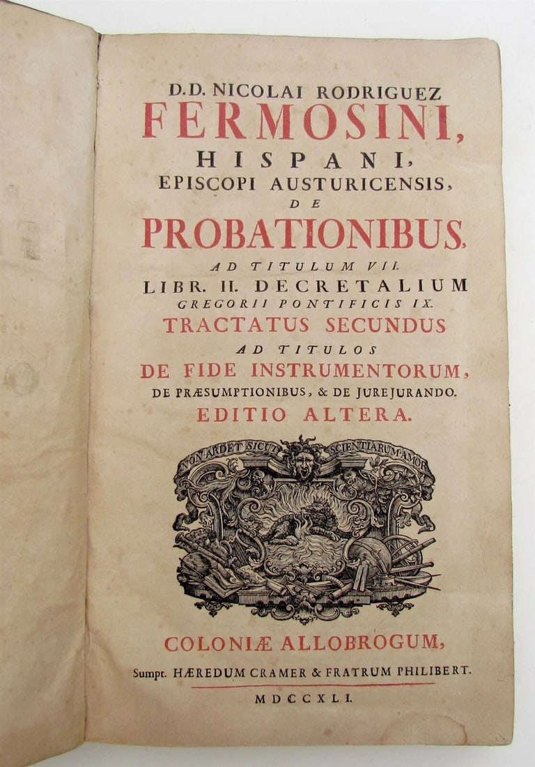 1741 VELLUM BOUND ANTIQUE FOLIO by N. Fermosini HISPANI EPISCOPI - PROBATIONIBUS - 3