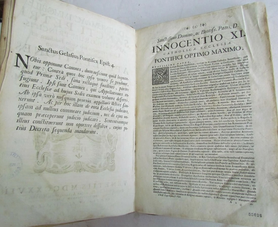 1727 VELLUM BOUND ANTIQUE FOLIO DIVINUM AC IMMOBILE SANCTI PETRI C. LUPUM VENICE - 2