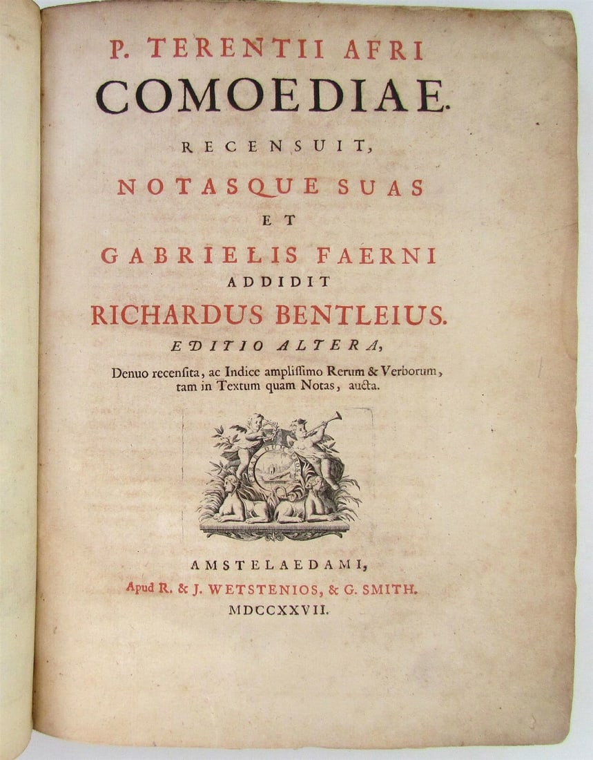 BENTLEY'S TERENCE 1727 antique TERENTIUS AFER PUBLIUS COMOEDIAE Classic Comedies - 3