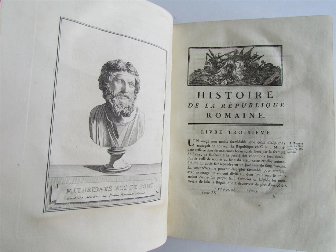 1777 3 VOLUMES ROMAN HISTORY ILLUSTRATED antique in FRENCH - 12