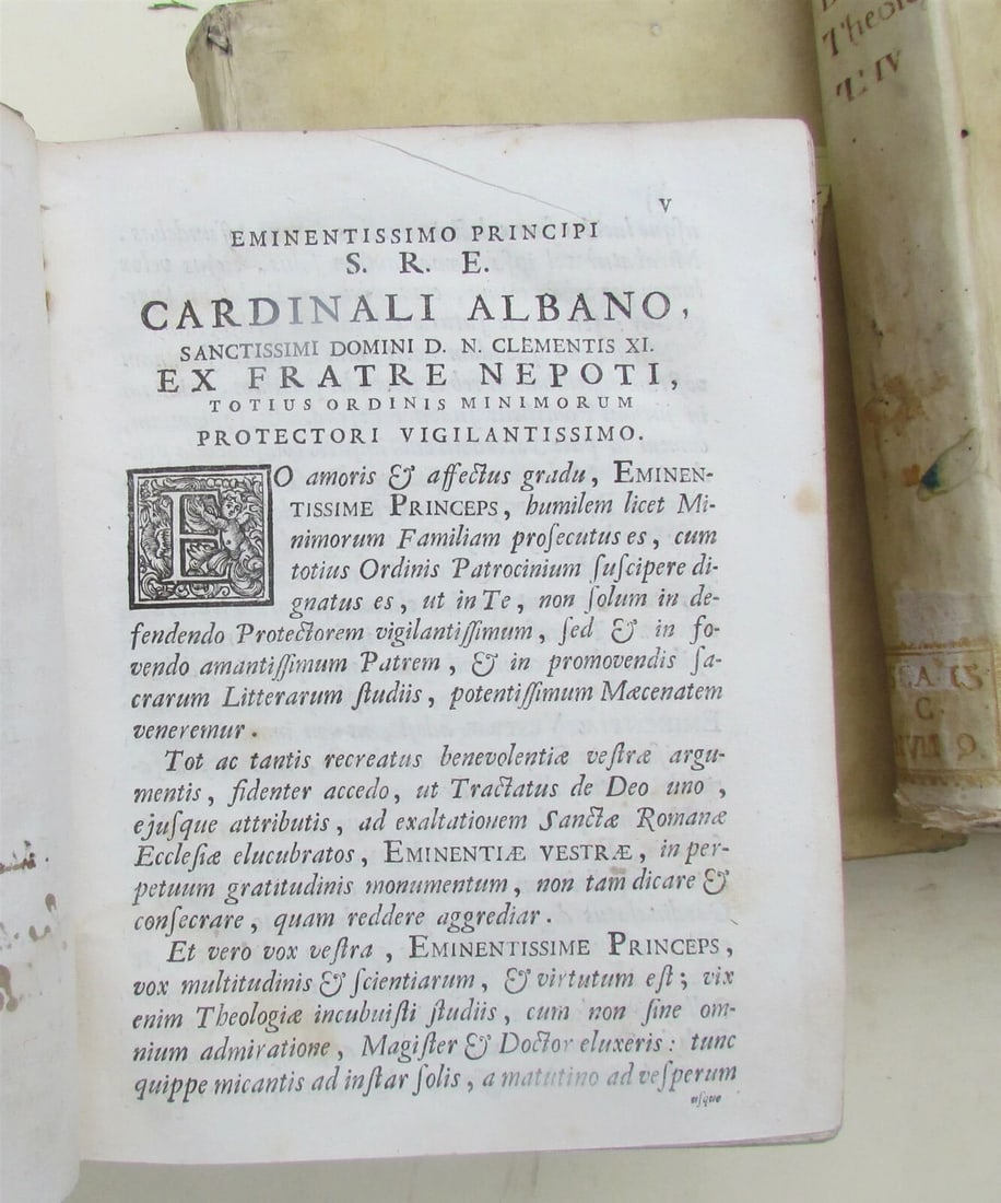 1736 VELLUM BINDING 7 VOLUMES LOT THEOLOGIA PATRUM by ANTONIO BOUCAT ANTIQUE - 4