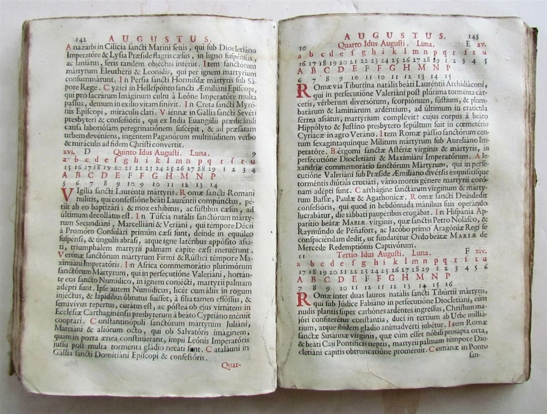 1732 ROMAN MARTIROLOGY antique VELLUM BOUND MARTIROLOGIUM ROMANUM - 3