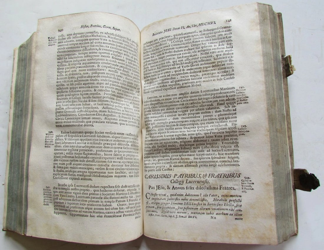 1727 ANTIQUE BLINDSTAMP PIGSKIN GERMAN JESUIT HISTORY FOLIO by IGNATIO AGRICOLA - 8