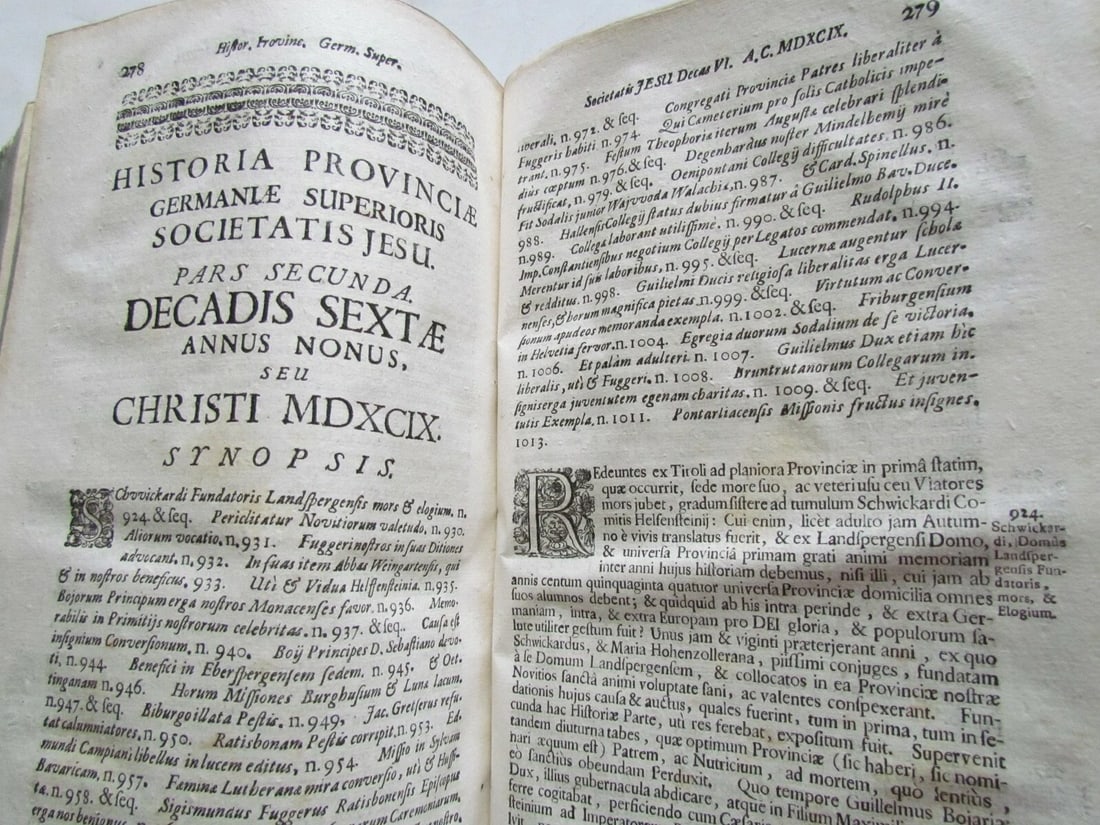 1727 ANTIQUE BLINDSTAMP PIGSKIN GERMAN JESUIT HISTORY FOLIO by IGNATIO AGRICOLA - 9