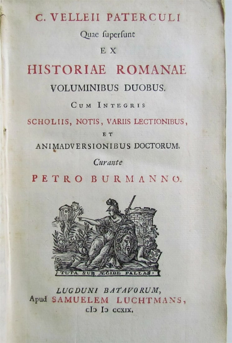 1719 PRIZED VELLUM BINDING ROMAN HISTORY by VELLEIUS PATERCULUS antique - 4