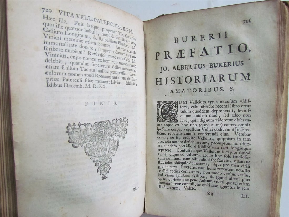 1719 PRIZED VELLUM BINDING ROMAN HISTORY by VELLEIUS PATERCULUS antique - 7