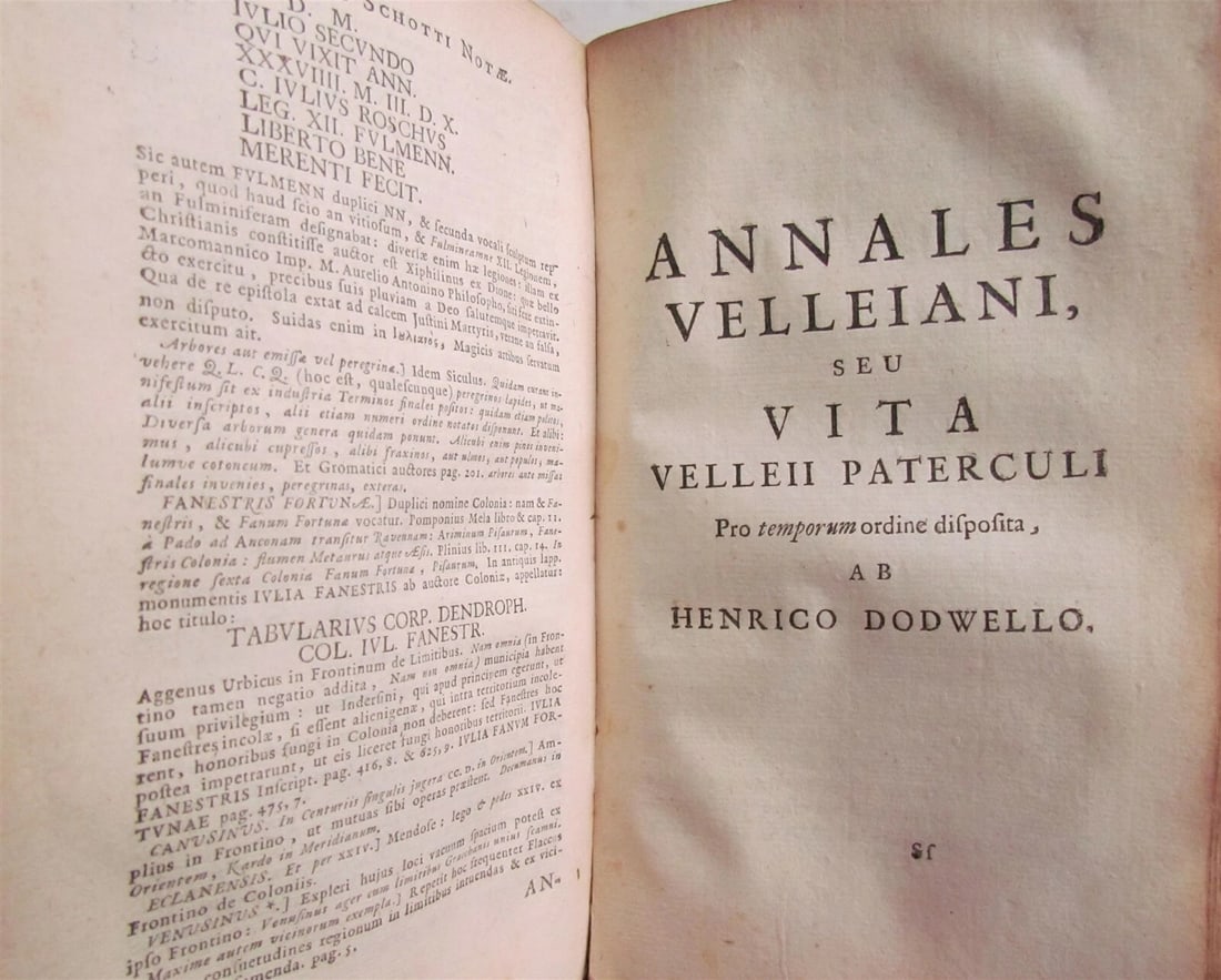 1719 PRIZED VELLUM BINDING ROMAN HISTORY by VELLEIUS PATERCULUS antique - 8