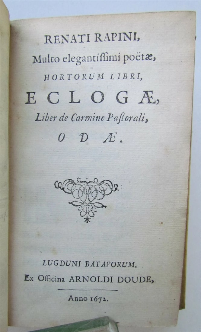1672 POETRY by RENATI RAPINI antique VELLUM in LATIN ELZEVIR PUBLISHING - 3