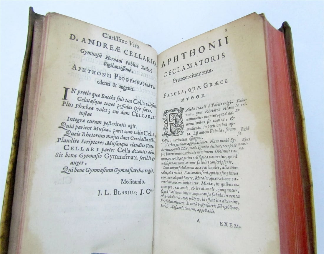 1665 APHTHONIUS antique BLIND-STAMPED VELLUM - 6