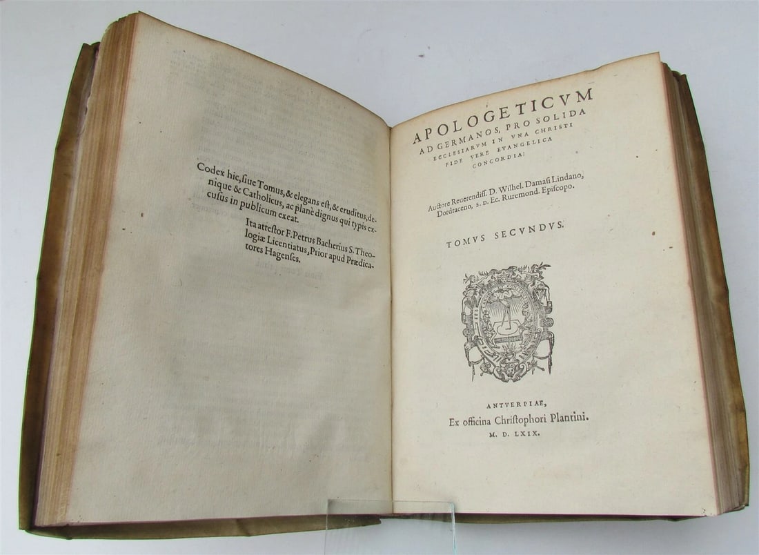 1568 PLANTIN PRESS Apologeticum ad Germanos VELLUM BINDING antique 16th CENTURY - 4