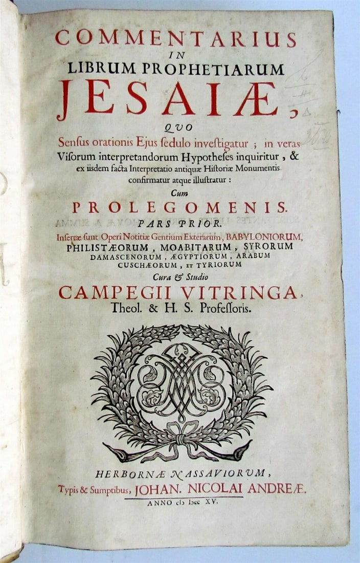 1724 2 VOLUMES Commentary on Isaiah by C.Vitringa antique FOLIOS VELLUM w/ MAP - 9