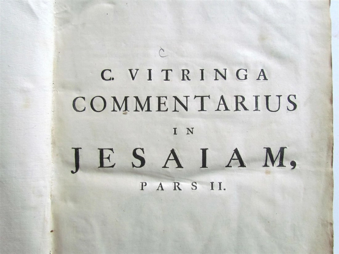 1722 2 VOLUMES Commentary on Isaiah by C.Vitringa antique FOLIOS VELLUM w/ MAP - 9