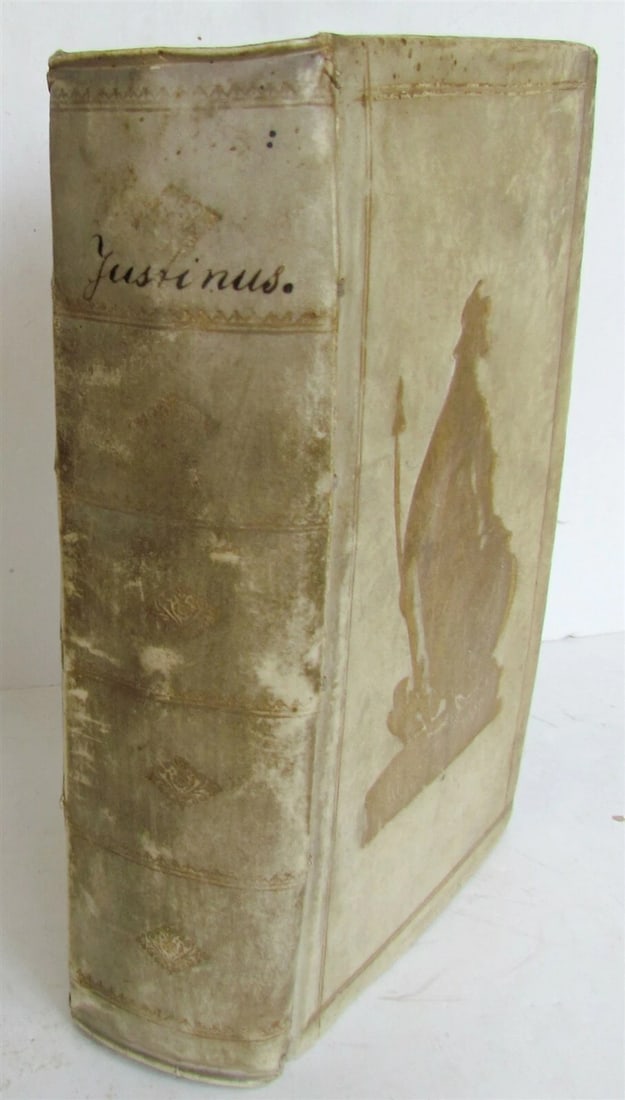 1701 HISTORIAE PHILIPPICAE by JUSTINIUS VELLUM PRIZED BINDING antique - 2