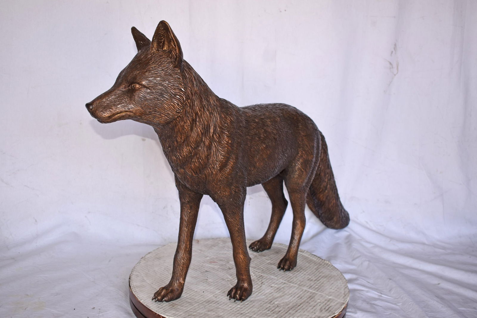 Fox Standing Life Size Bronze Statue - Size: 42"L x 9"W x 27"H. - 10