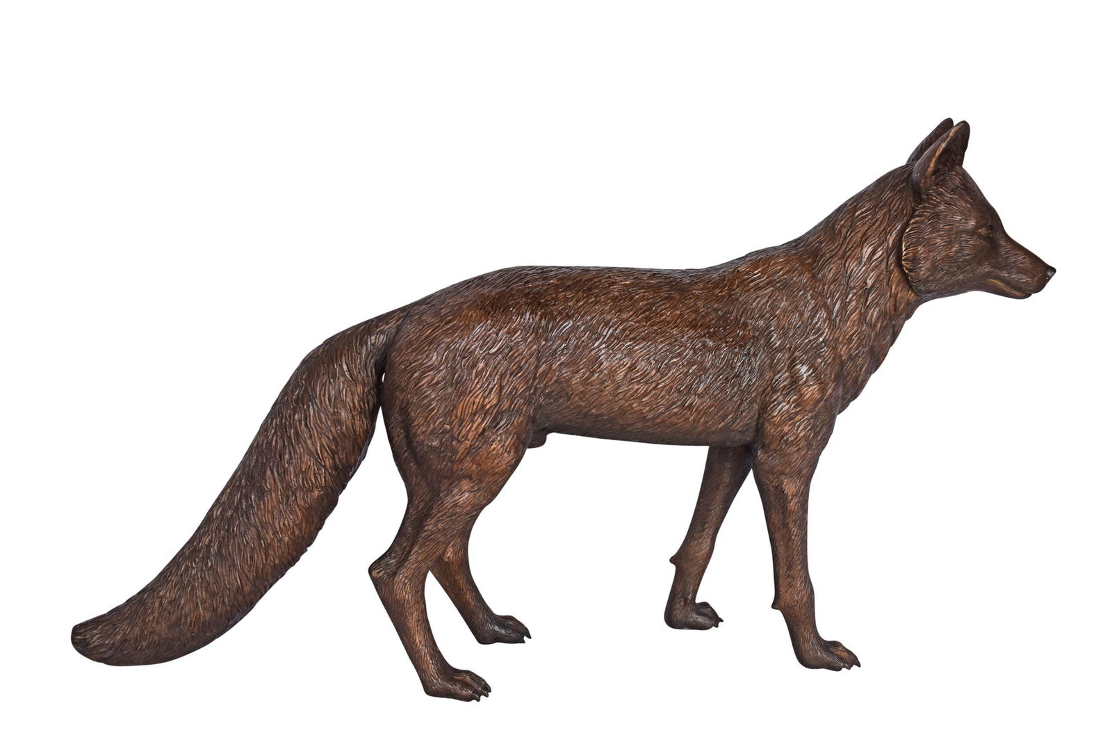 Fox Standing Life Size Bronze Statue - Size: 42"L x 9"W x 27"H. (1 of 11)