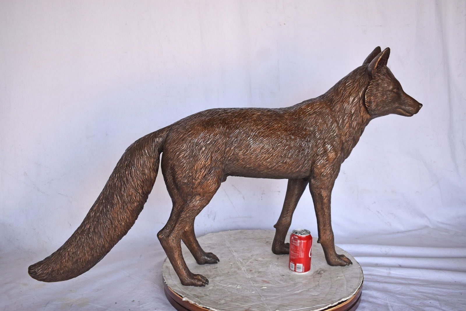 Fox Standing Life Size Bronze Statue - Size: 42"L x 9"W x 27"H. - 2