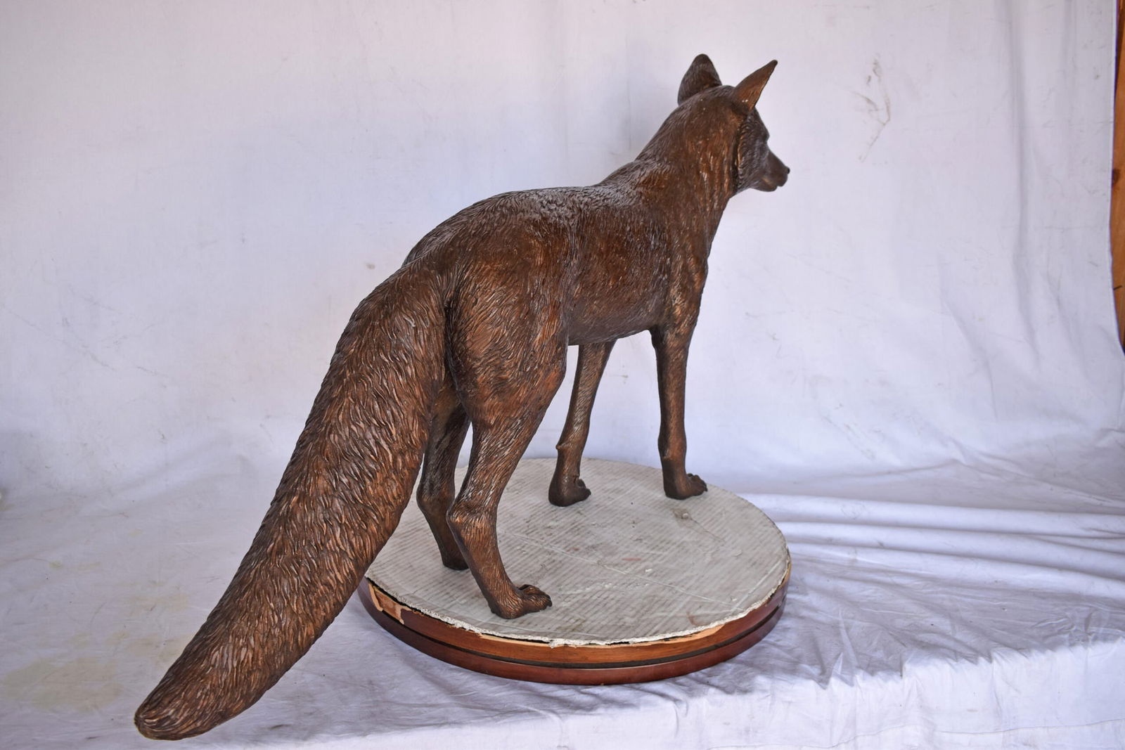 Fox Standing Life Size Bronze Statue - Size: 42"L x 9"W x 27"H. - 5