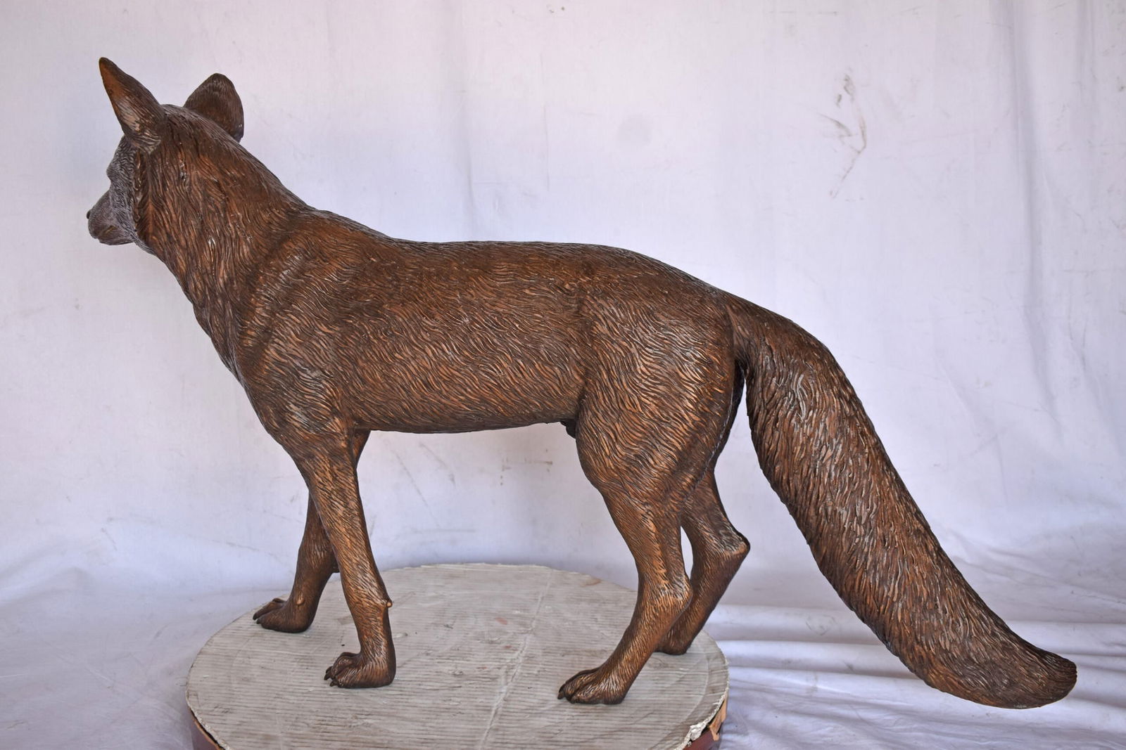 Fox Standing Life Size Bronze Statue - Size: 42"L x 9"W x 27"H. - 7
