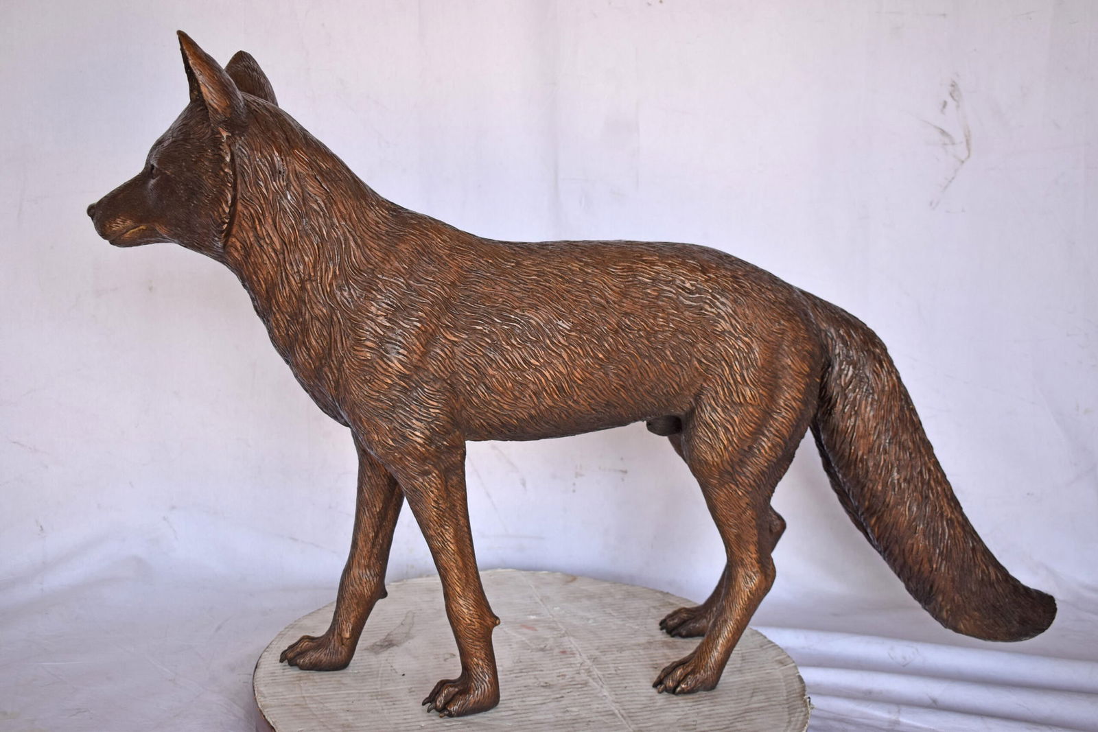 Fox Standing Life Size Bronze Statue - Size: 42"L x 9"W x 27"H. - 8